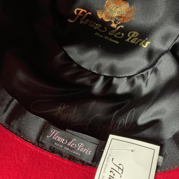 Fleur De Paris New Orleans Womens 1920\'s Cap Hat Signed by Milliner RED NWT main image 8